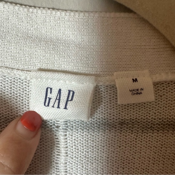 Gap White and Gray Striped Open Front Cardigan Size Medium - Picture 4 of 7
